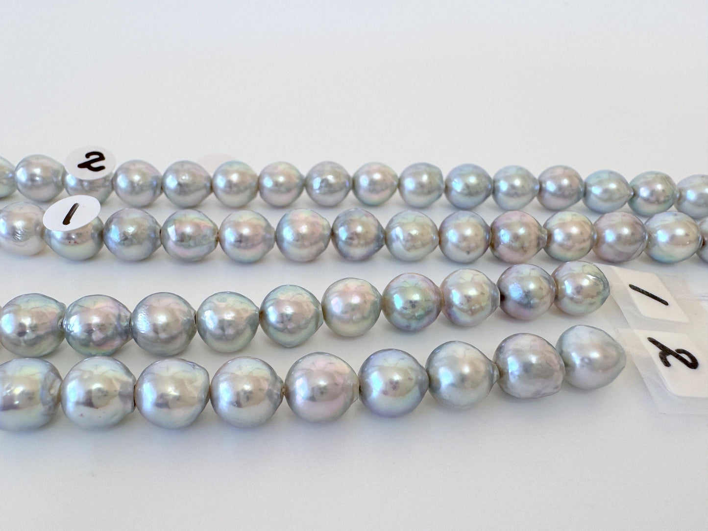 7.5-8mm Natural Blue Akoya Pearl Strand: Japanese Saltwater Pearls