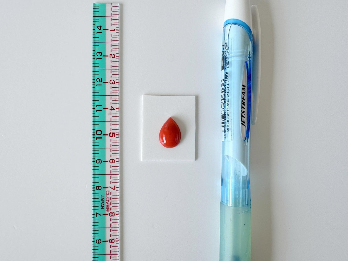 Japanese Red Coral Cabochon | Pear Shape Gemstone | Natural Loose Aka Coral, 11.8X8.3Mm, Drilled Back