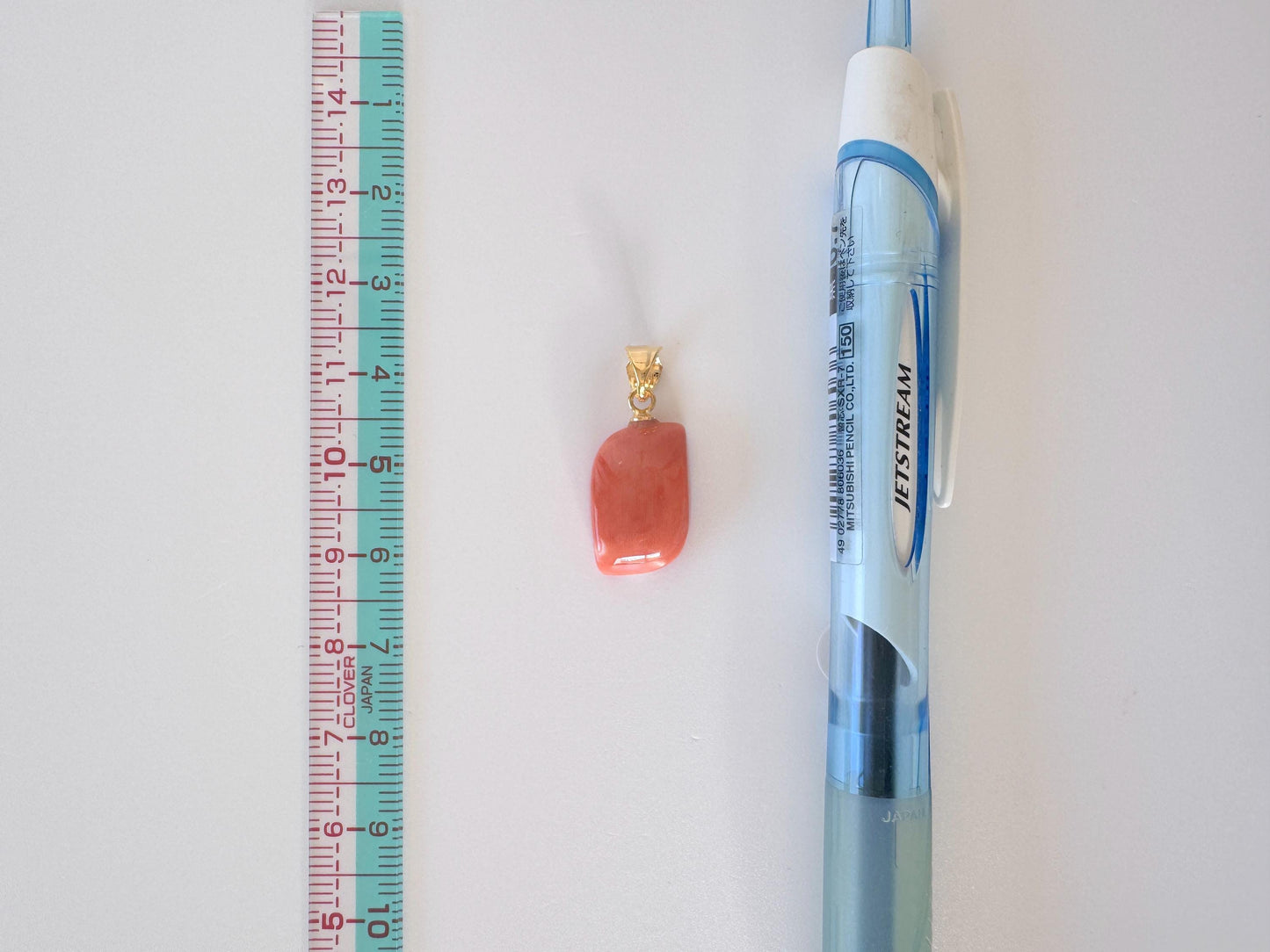 Natural Momo Coral Pendant: Japanese Orange Coral, Gold-Plated Silver Bail