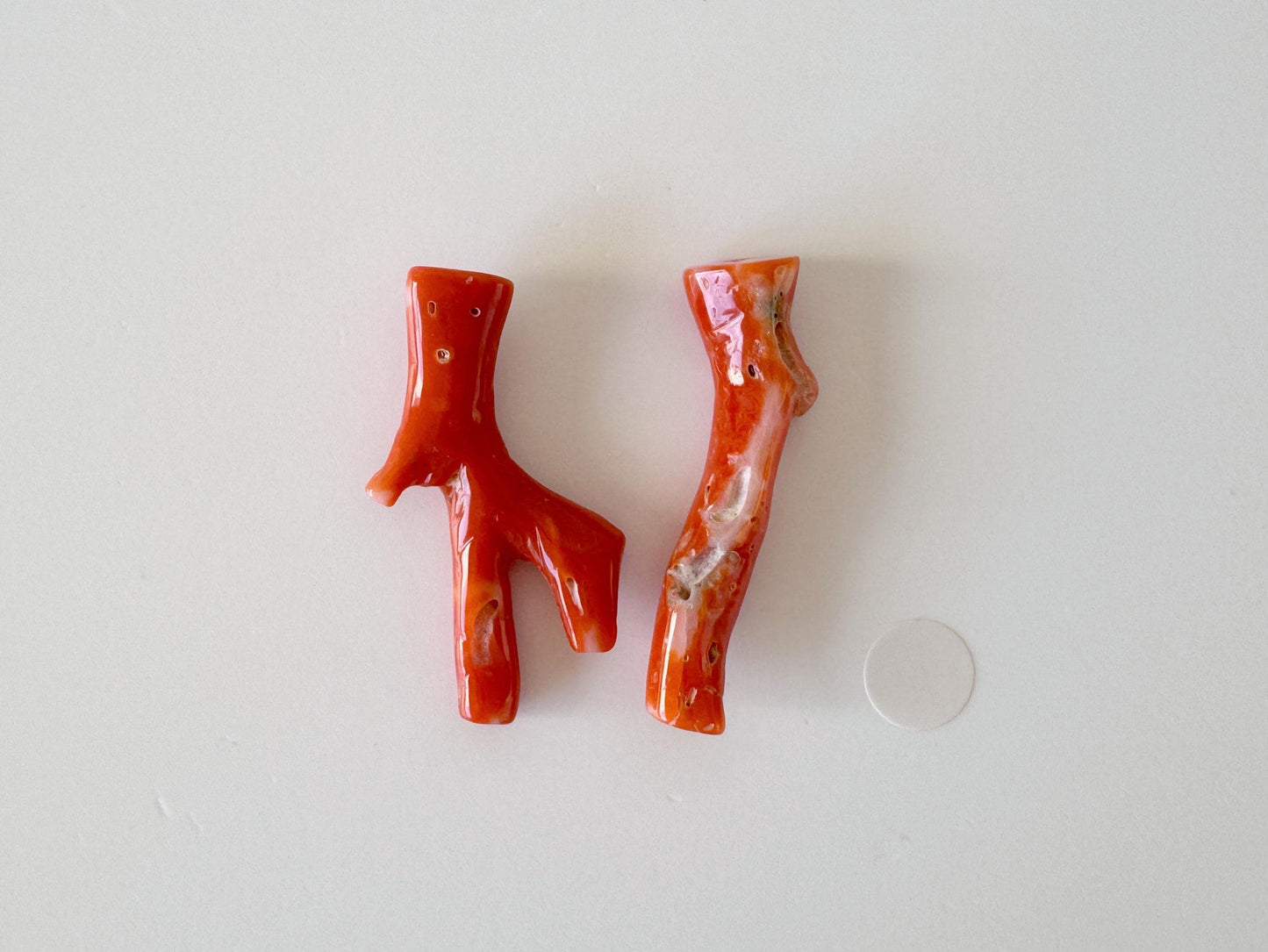 Red Coral Branch Set: Natural Aka Coral for Jewelry Making (31-32mm), Hole on Top