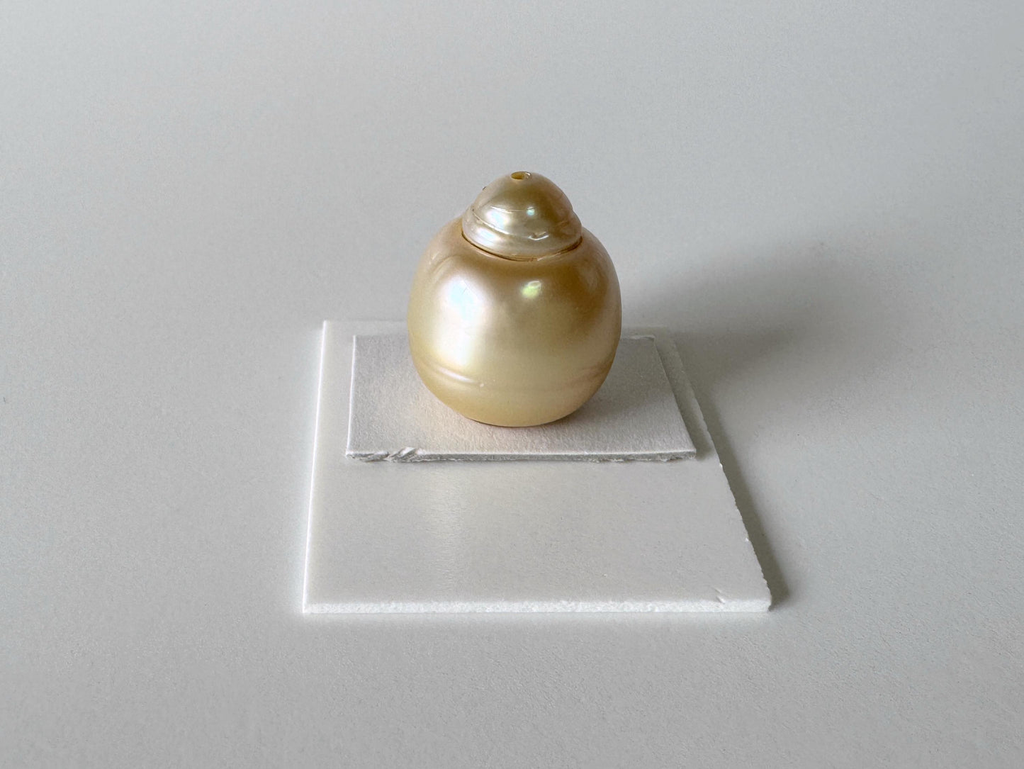 South sea pearl 18.4x15.3mm, Natural Gold Color, Half-Drilled Pear shape loose, unused vintage, Salt water pearl