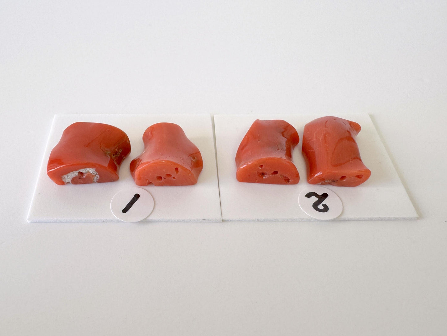 Mediterranean Coral Loose Gemstone: Natural Red-Orange Tones - Untreated, Top-hole, Jewelry Making Supplies, Per Pair