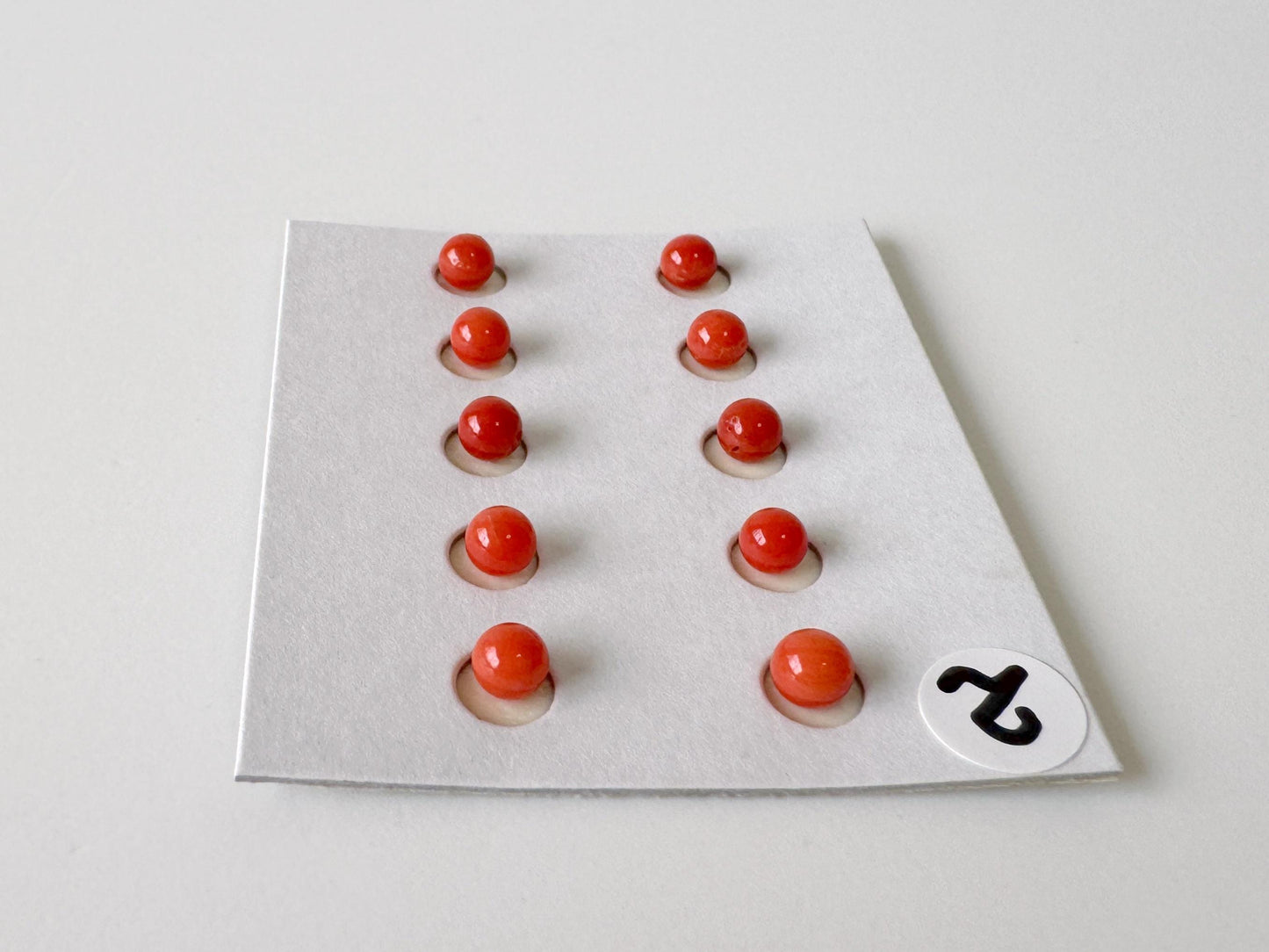 Mediterranean Red Coral Round Loose: Natural Gemstone Beads for Jewelry Making (3.7-4mm, Half-Drilled Hole, Set of 10)