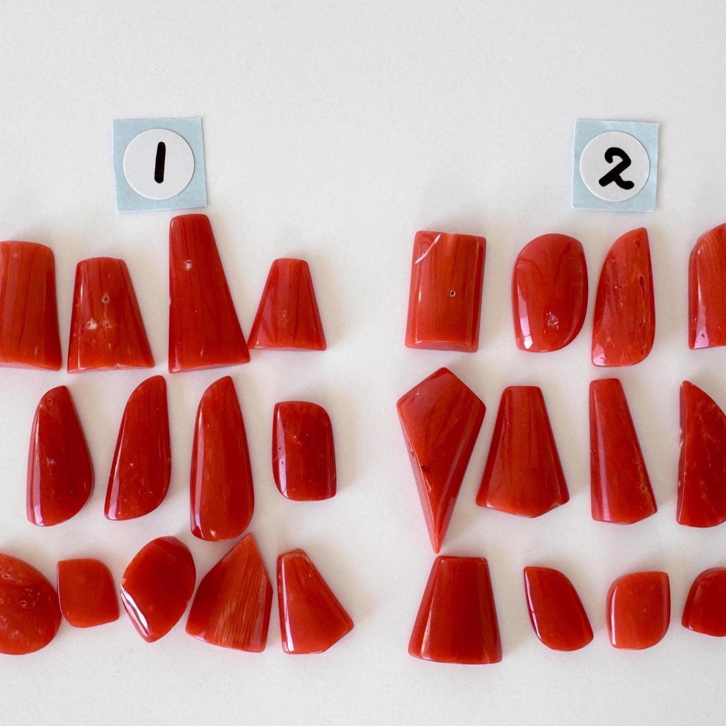 Red Mediterranean Coral Unique Shaped Cabochons: Jewelry Making Supplies (12-13pcs)