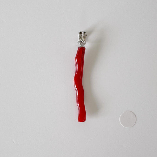 Natural Red (Aka) Coral Branch Pendant, Oxblood, Natural Color Japanese Coral, Length 34mm, Silver bail (rhodium plated)