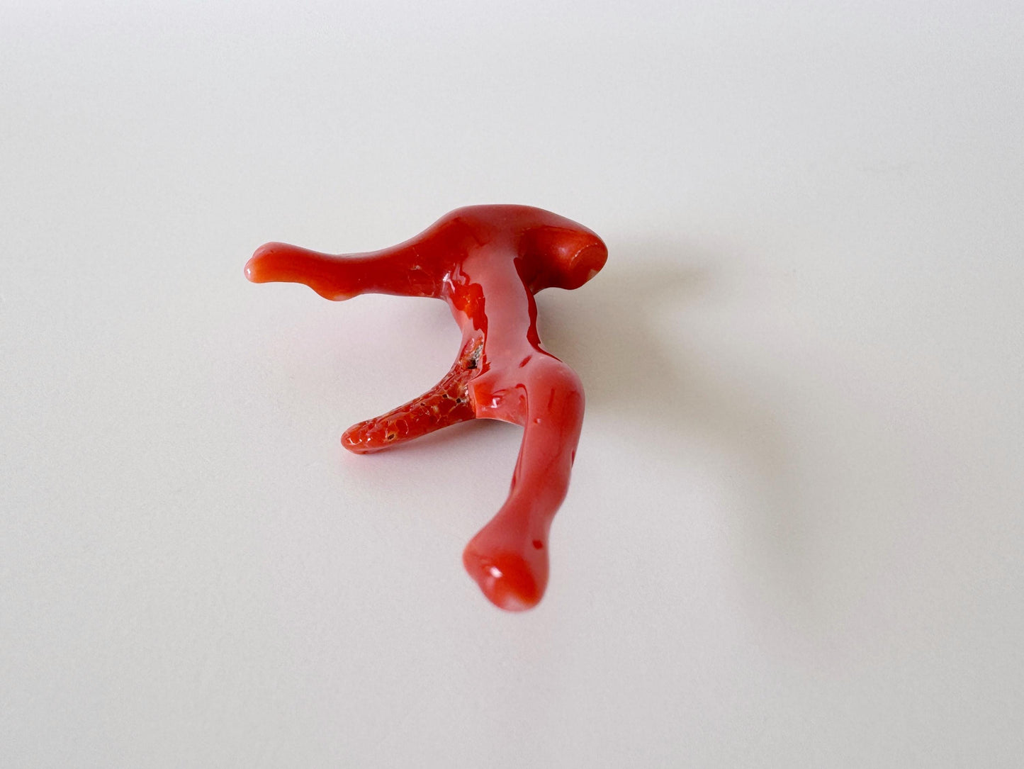 Japanese red(Aka) coral branch, 55mm, Hole on top, Natural red color coral for jewelry making
