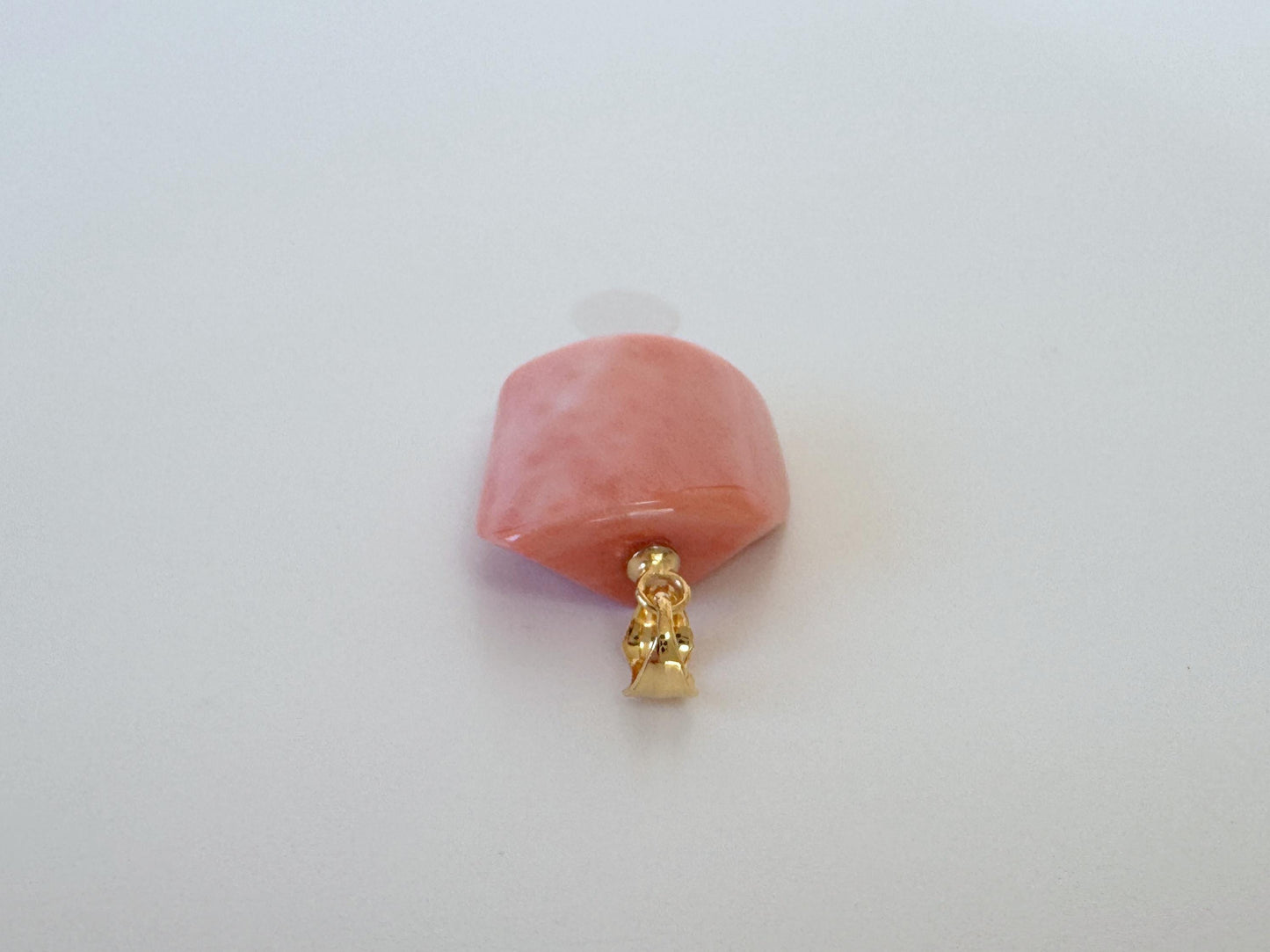 Natural Momo Coral Pendant: Japanese Pink Orange Coral, Gold-Plated Silver Bail
