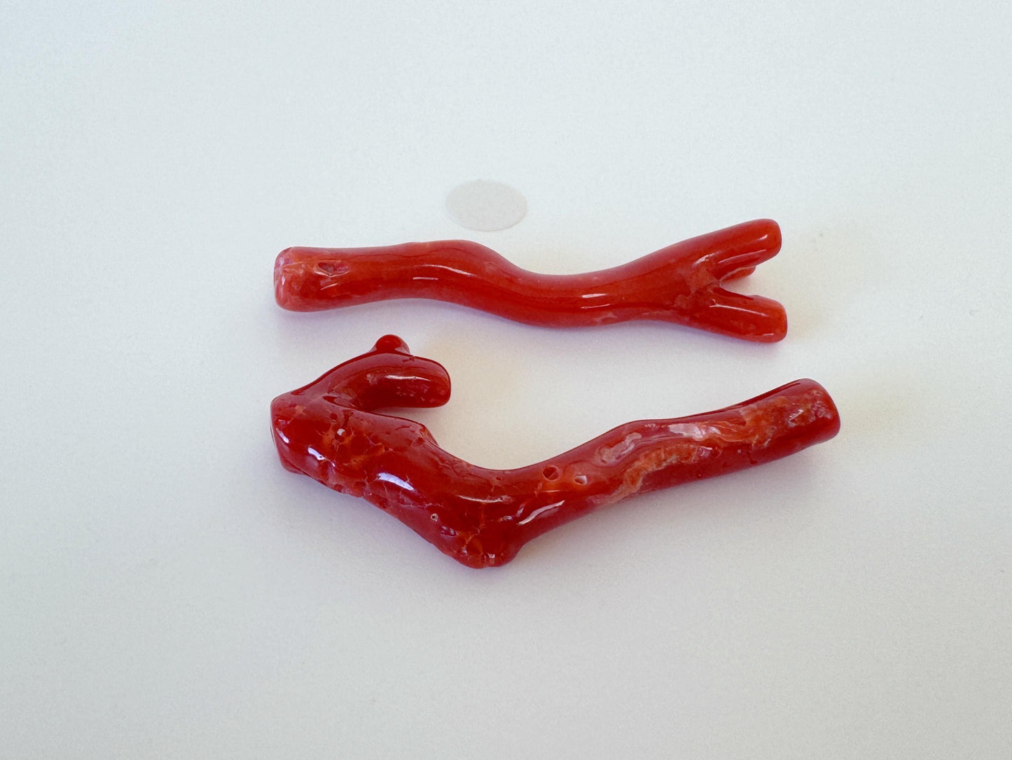 Red Coral Branch Set: Natural Aka Coral for Jewelry Making (41-44mm), Hole on Top