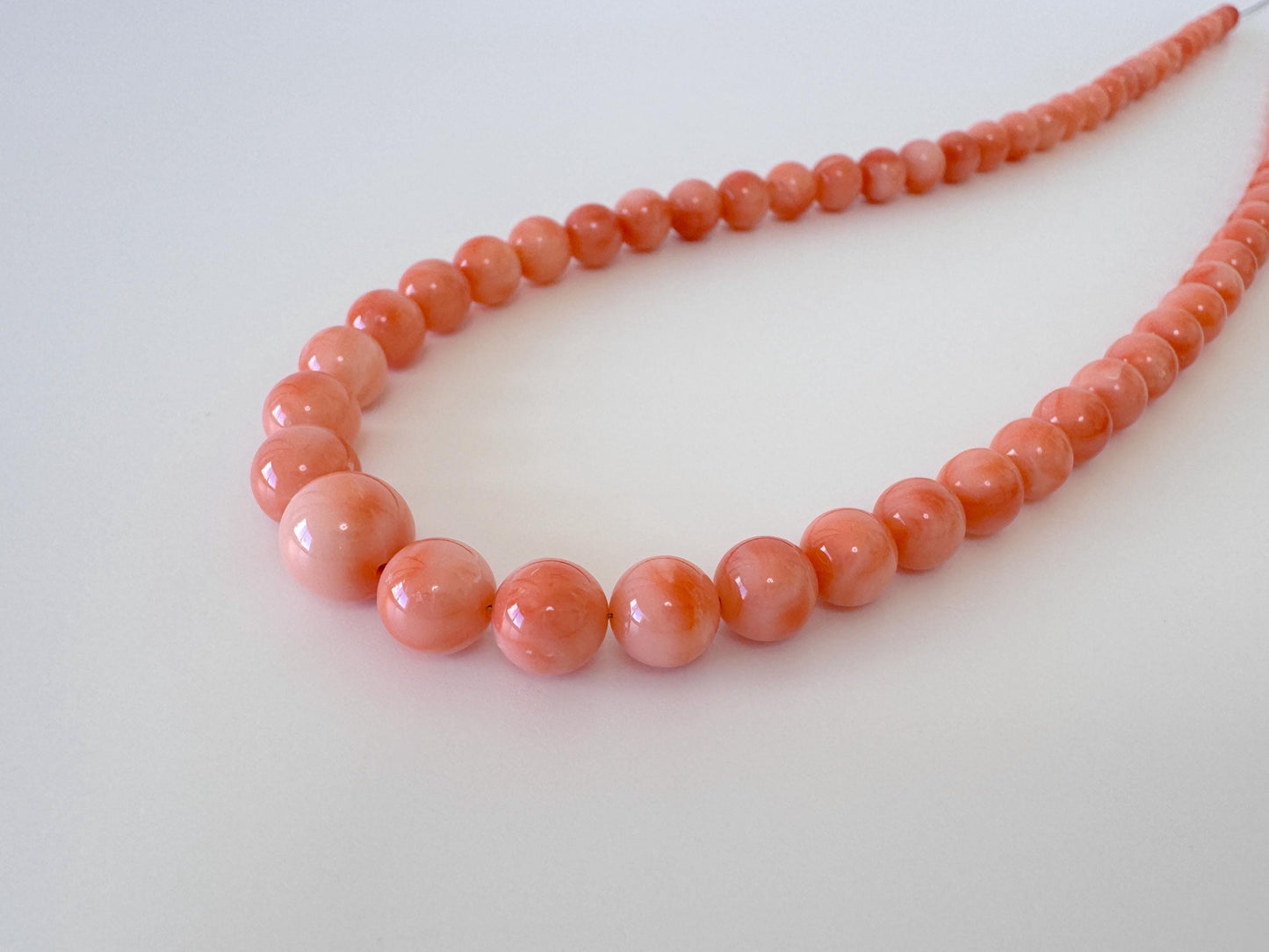 Natural Coral Beads - Deep Sea Coral Round Strand 4.9-9.3mm | Pink Orange Gradation 15.7in Jewelry Making