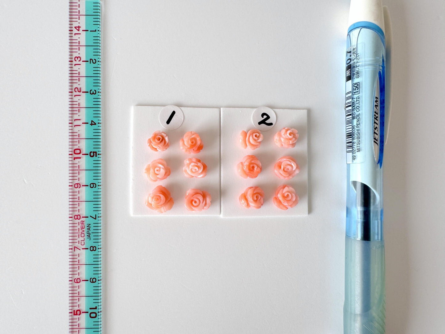 Pink Coral Rose Carvings Set: Deep Sea Jewelry Making (6pcs, 6.5-8.7mm), Value priced for reason