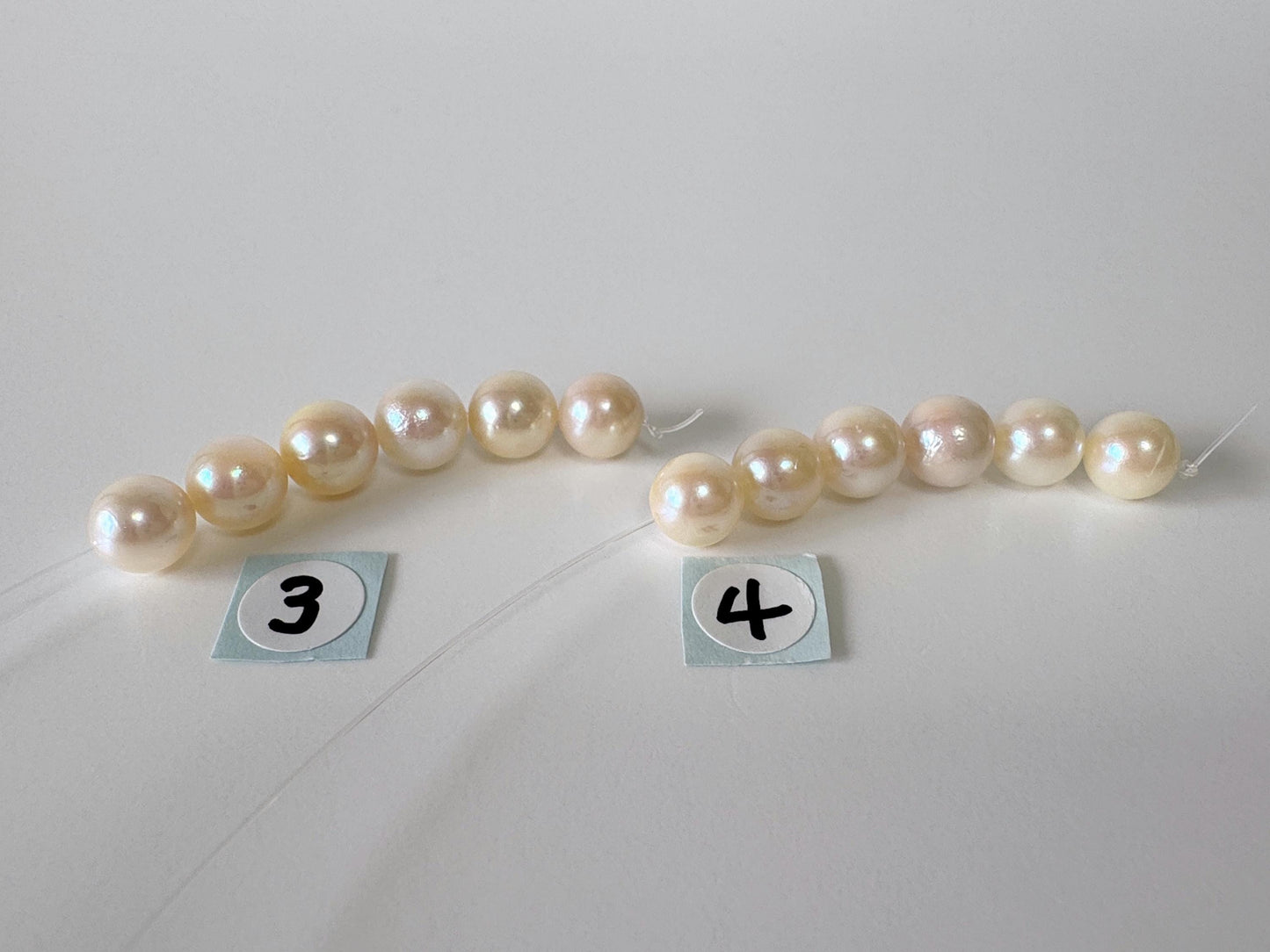 Japanese Cream White/Off-white Akoya Pearl Beads, 6.5-7mm, Mini Strand, Short Strand, 6 Pieces, Genuine Akoya Pearl, Cultured in Sea Water