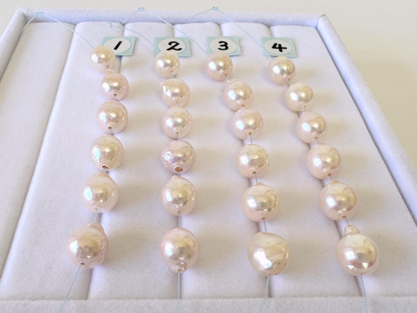 Japanese Akoya Pearl Beads: Baroque Cultured Saltwater Pearls, 7-7.5mm Mini Strand of 6 Pieces (White Pink Overtone, Craft Supplies)