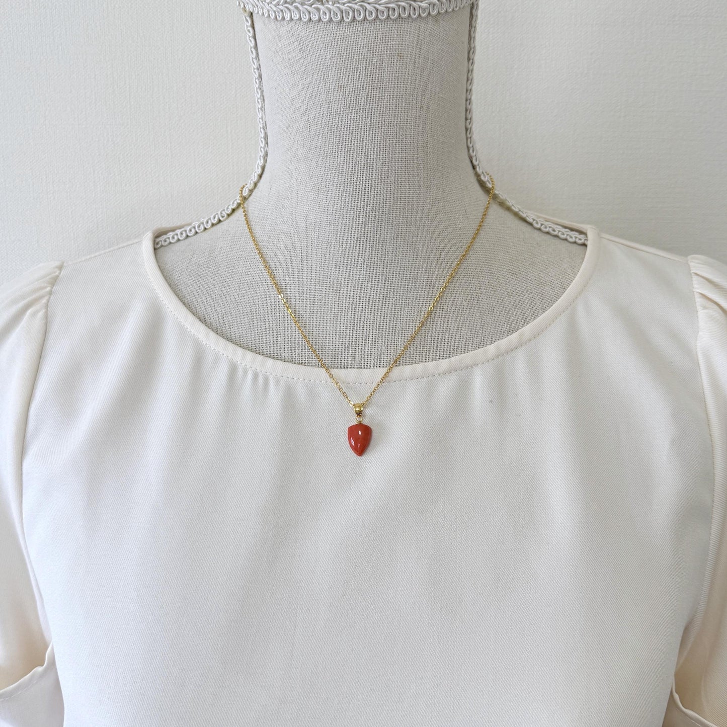 Orange Momo Coral Pendant - Natural Unique Shape Coral Jewelry - Gold-Plated Silver Bail, Genuine Material, 12.7x9.8mm