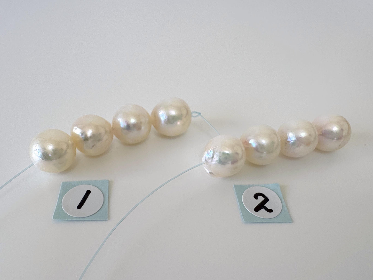 Japanese Cream White Akoya Pearl Beads, 9-9.5mm, Mini Strand, Short Strand, 4 Pieces, Genuine Akoya Pearl, Cultured in Sea Water