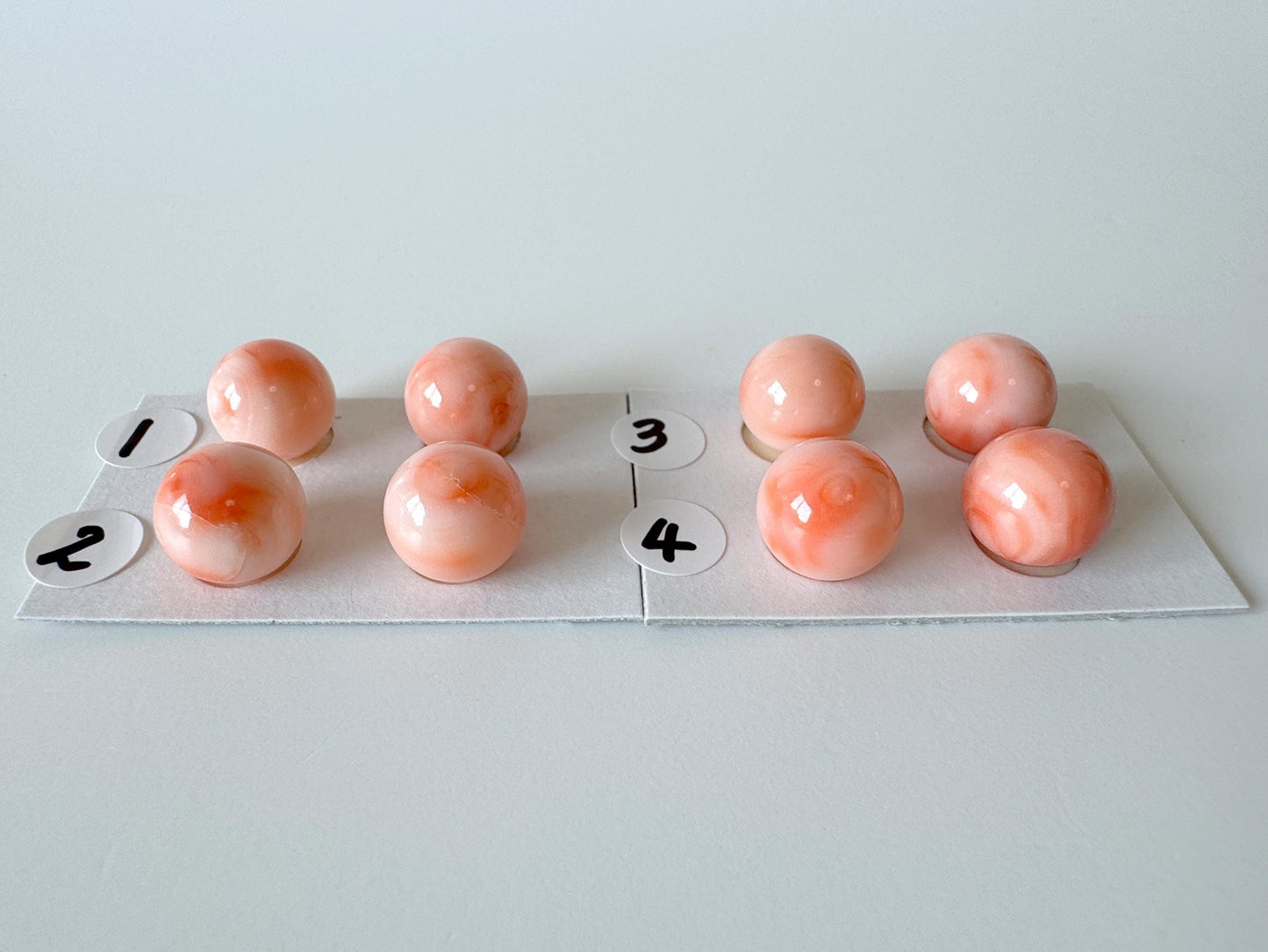 10-10.5mm Half Drilled Natural Deep Sea Coral Round Loose, Pink/Orange coral, for earring sets, natural color, price per pair