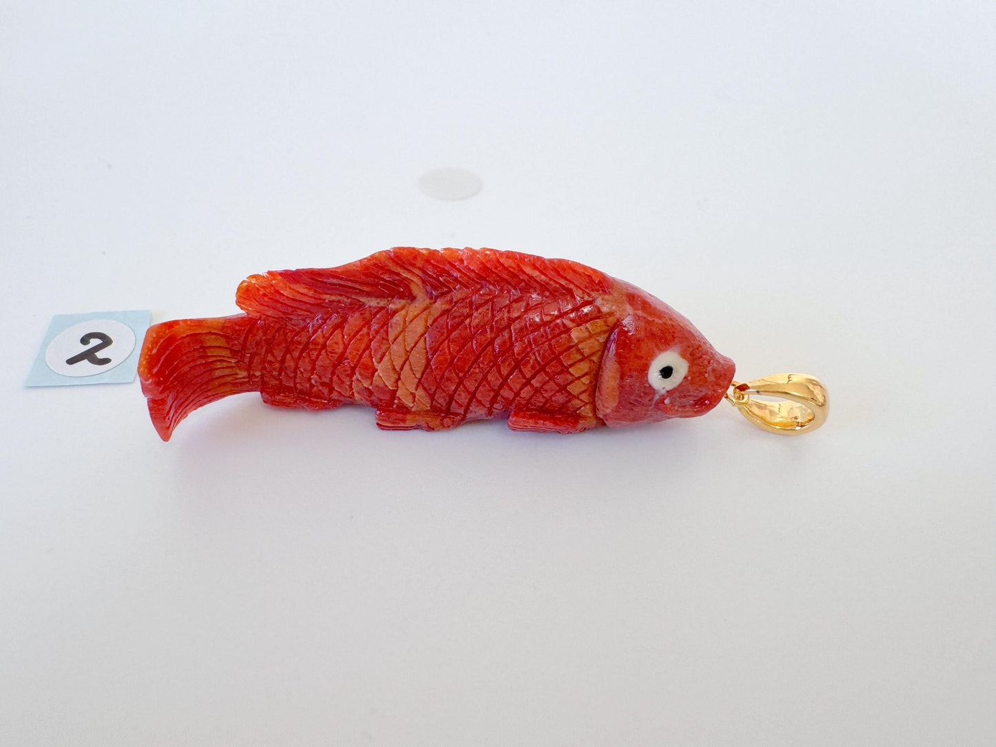 Sponge Coral Carp Pendant: 45-47mm Brass Bail