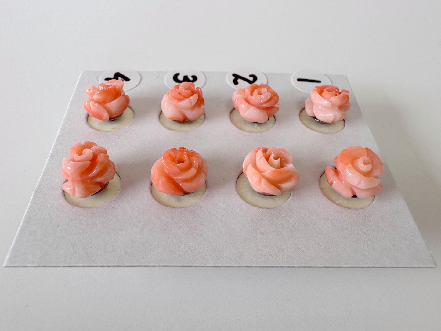 Hand-Carved Coral Rose Stud Earrings: Titanium Posts, Pink-Orange Genuine Coral