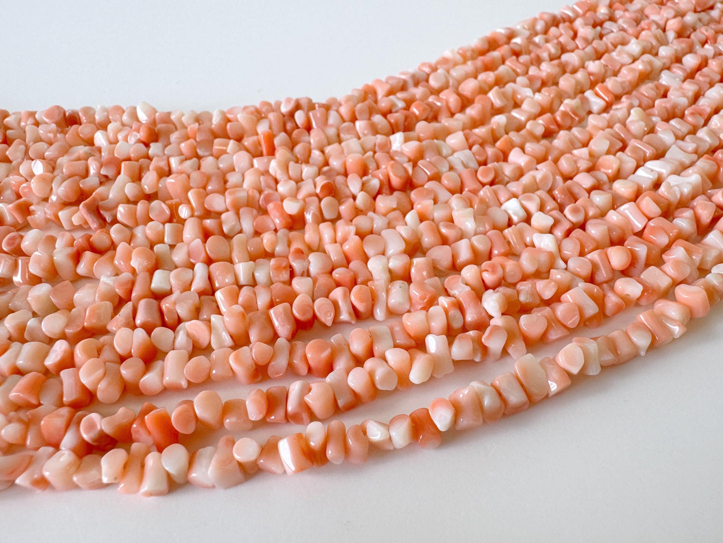 Natural Coral Strand - Pink/Orange Deep Sea Branch - Genuine Coral Beads, 15.7 Inch Length, Jewelry Making Supplies