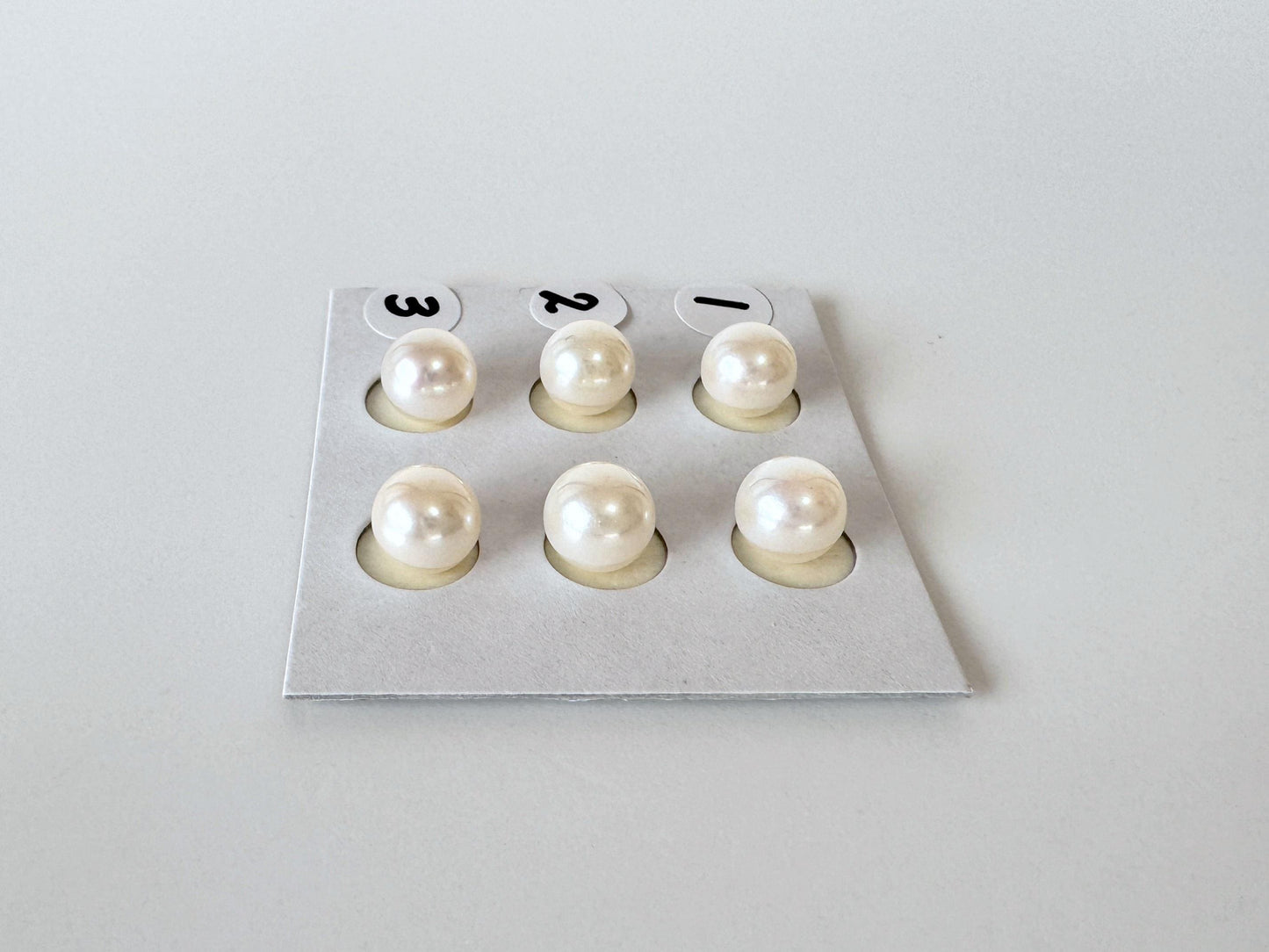 Japanese Akoya Cultured Pearl 7-7.5mm, Natural White Color, Half-Drilled Round loose, Price per Pair, Salt water pearl