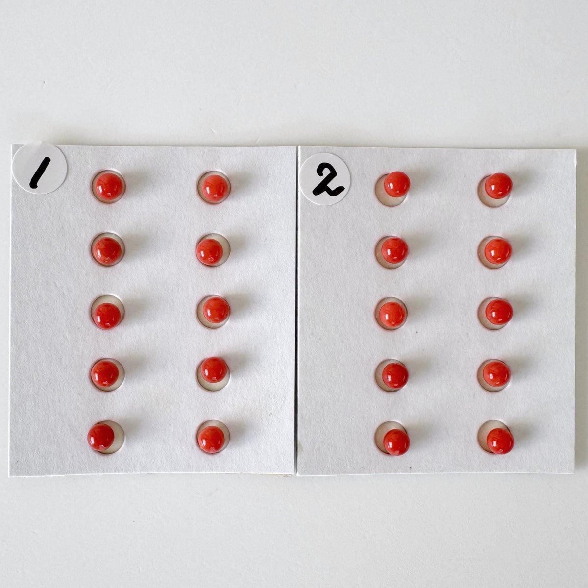 Mediterranean Red Coral Round Loose: Natural Gemstone Beads for Jewelry Making (3.7-4mm, Half-Drilled Hole, Set of 10)