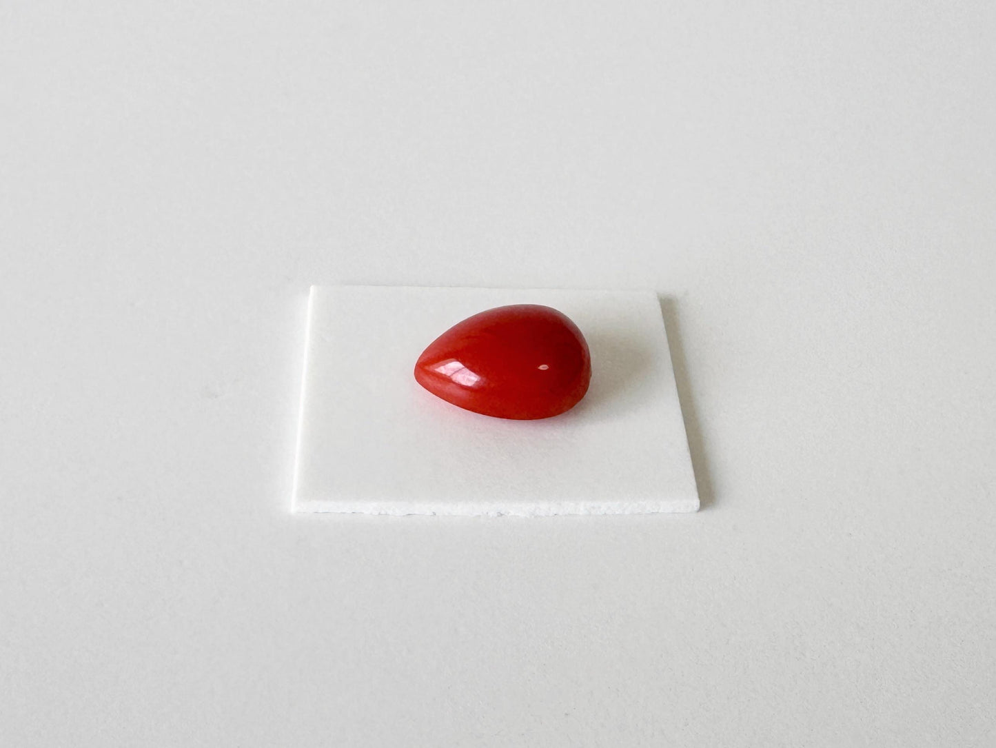 Red Coral Cabochon, Japanese Aka Coral Pear Gemstone Loose | 11.6X8.8mm | Jewelry Making Supplies, Drilled Back