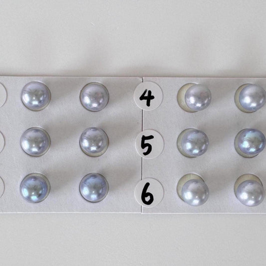 Japanese Blue/Silver (Treated) Akoya Pearl 7-7.5mm, Half-Drilled loose, Price per pair, Salt water pearl