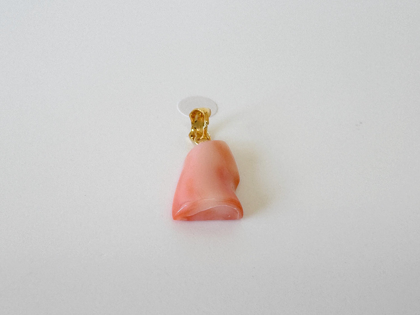 Natural Deep Sea Coral Unique Shaped Pendant, 15.6x10.8mm, Natural Pink/Orange color coral, Silver (Gold-Plated) bail