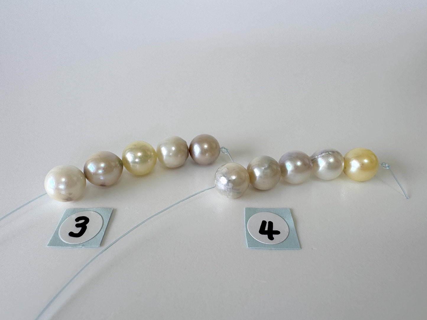 Japanese Natural blue/silver/yellow/white Akoya Pearl Beads, 7.5-8mm, Mini Strand, Short Strand of 5 Pieces, Cultured in Sea Water