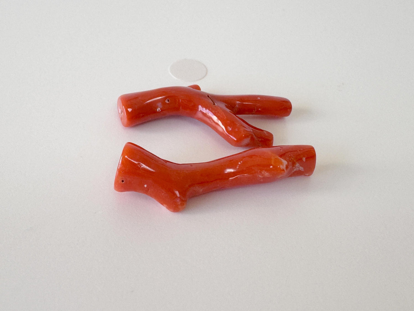 Red Coral Branch Set: Natural Aka Coral for Jewelry Making (31-32mm), Hole on Top