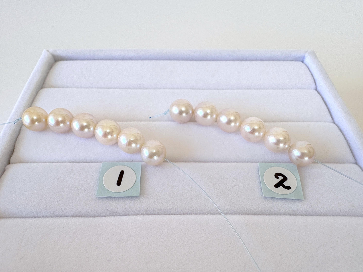 Akoya Pearl Beads - Japanese Cultured Round 6.5-7mm Mini Strand, 6Pcs, White Pink Overtone