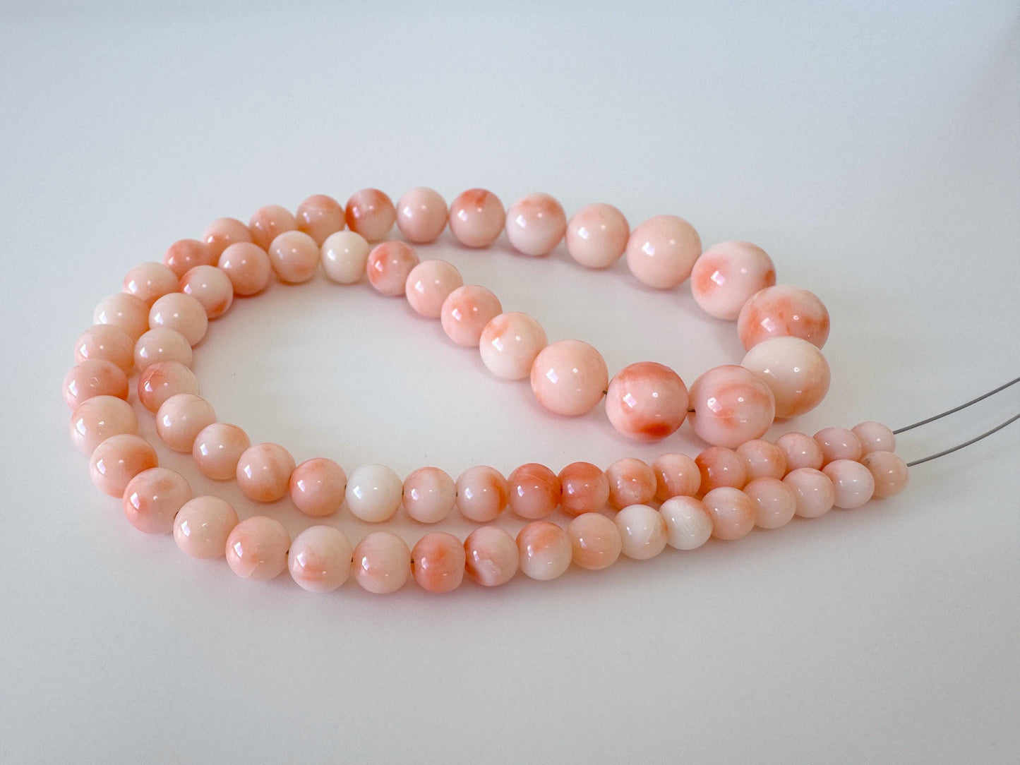 Natural Coral Beads - Genuine Deep Sea Coral Strand | Pink Orange Round Beads 4.7-10.5mm 15.9in