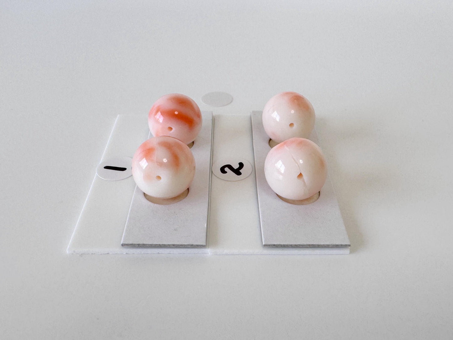 Deep Sea Coral Round Beads - Natural White Pink Orange Gemstone Pair 11mm Full-Hole