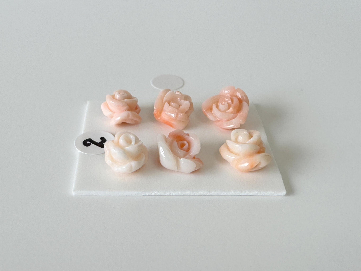 Mix set of 6 pcs of Natural Pink Deep Sea Coral Rose Carvings 7.5-10mm, Natural color, Value priced for reason of defects / Irregular shapes