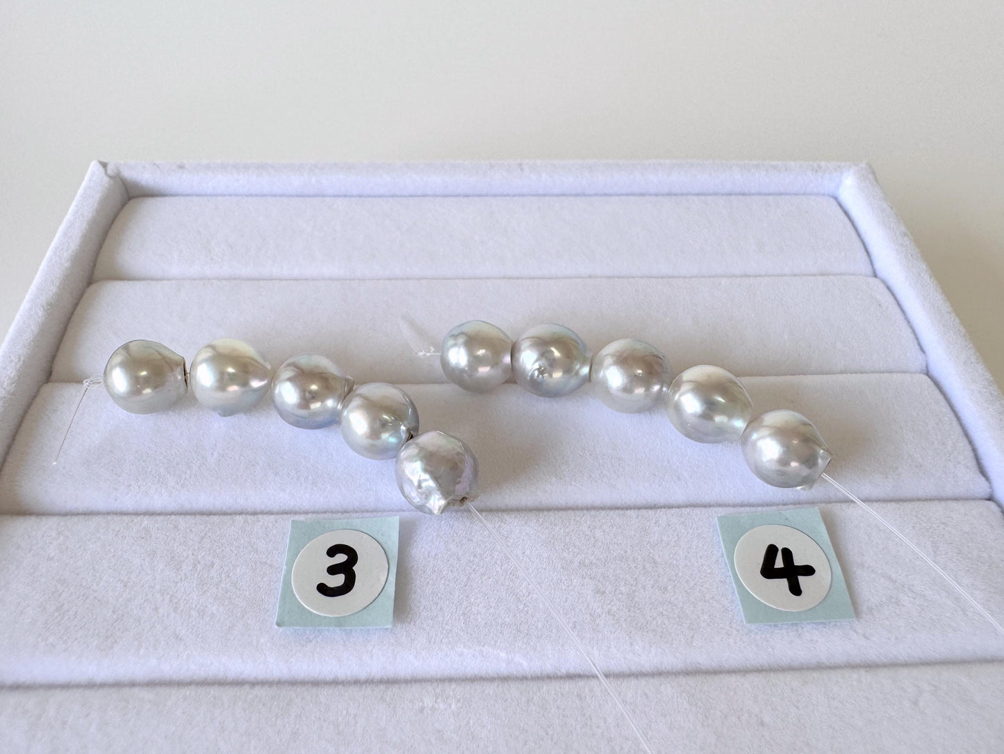 Japanese Natural blue/silver color Akoya Pearl Beads, 7-7.5mm, Mini Strand, Short Strand of 5 Pieces, Cultured in Sea Water