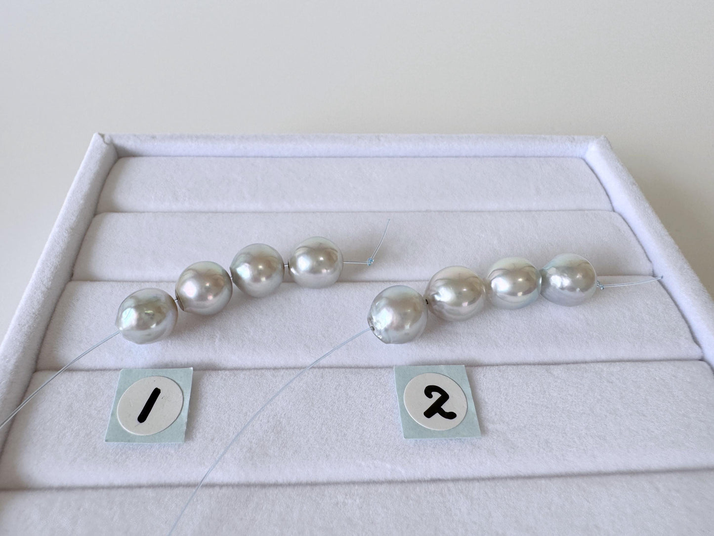 Japanese Natural blue/silver color Akoya Pearl Beads, 7.5-8mm, Mini Strand, Short Strand of 4 Pieces, Cultured in Sea Water