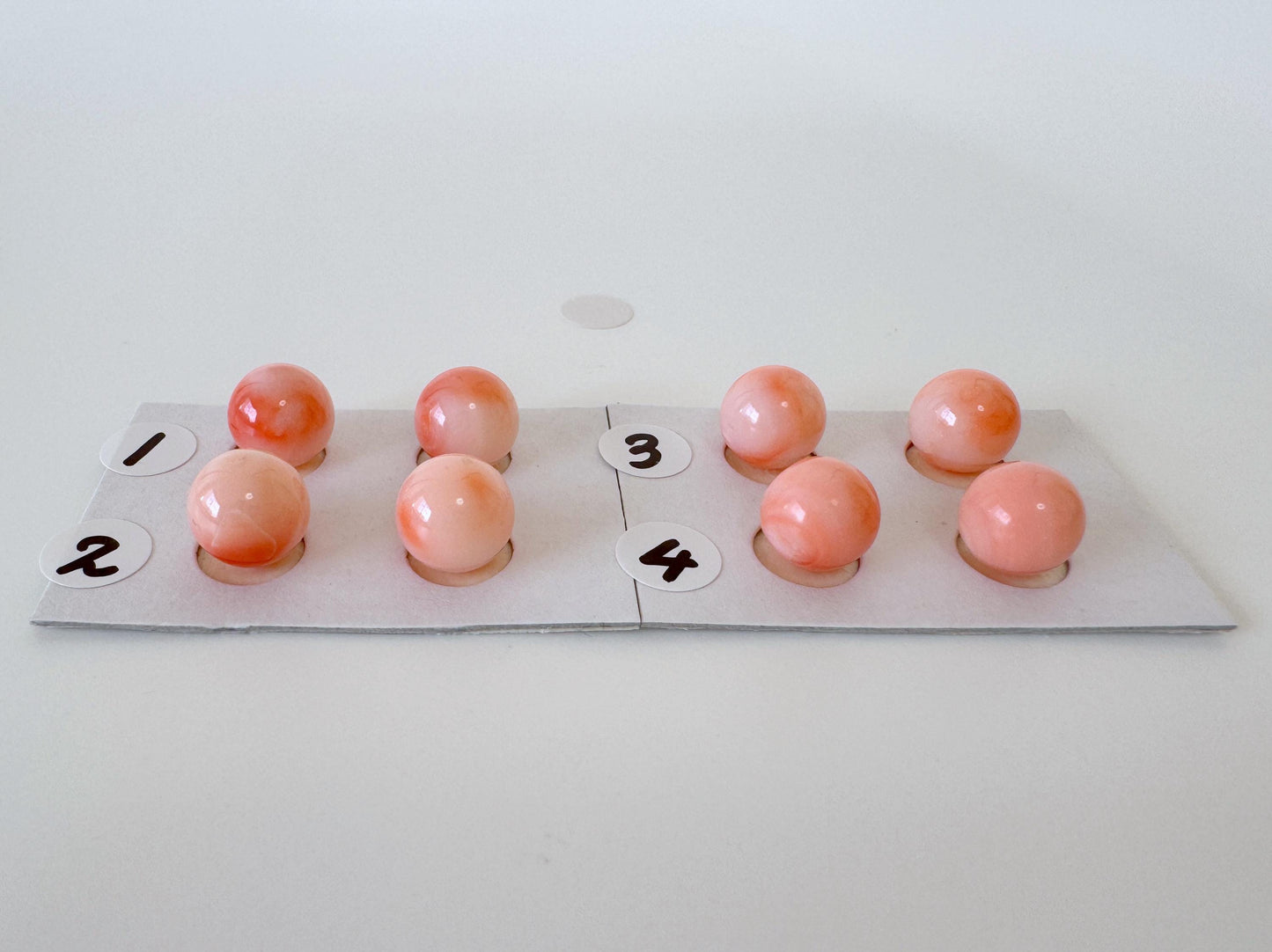 Deep Sea Coral Beads: 8.5-9mm Pink, Orange, White Round Half Drilled Pair