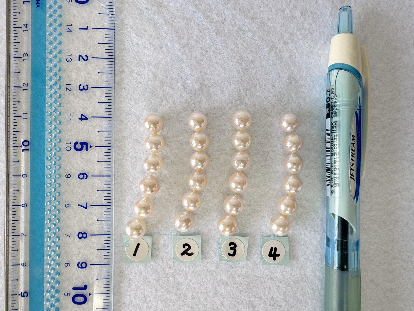Japanese White/Pink Akoya Pearl Beads, 6.5-7mm, Mini Strand, Short Strand, 6 Pieces, Genuine Akoya Pearl, Cultured in Sea Water