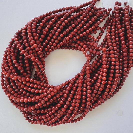 Natural sponge coral 4.5-5mm strands, Special deep red color, 15.7inches, 40cm, Natural apple coral strands, Wholesale, Price per strand