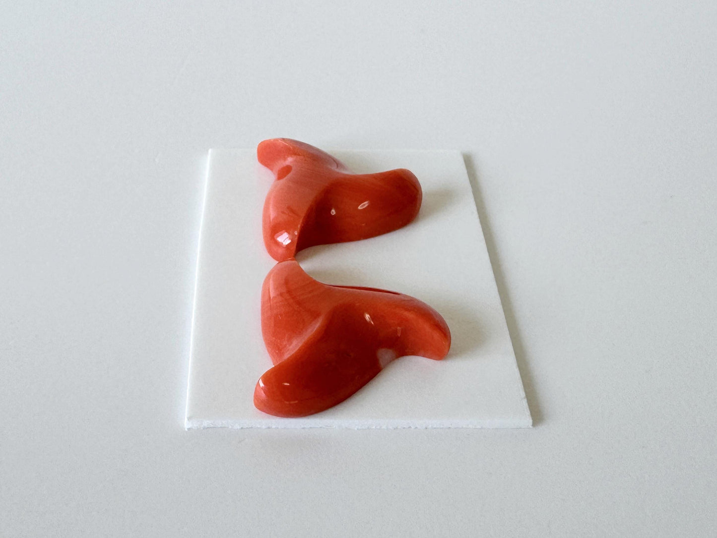 Momo Coral Loose | Unique Carved Pair | Natural Orange | 18X18.5mm | Back Hole Jewelry Supplies