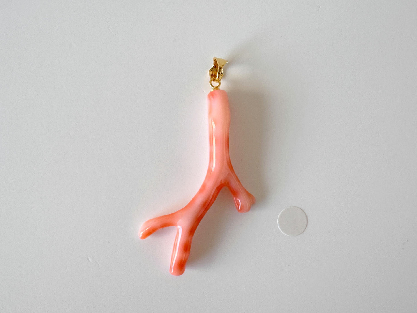 Natural Deep Sea Coral Branch Pendant: Gold-Plated Silver Bail, 46mm