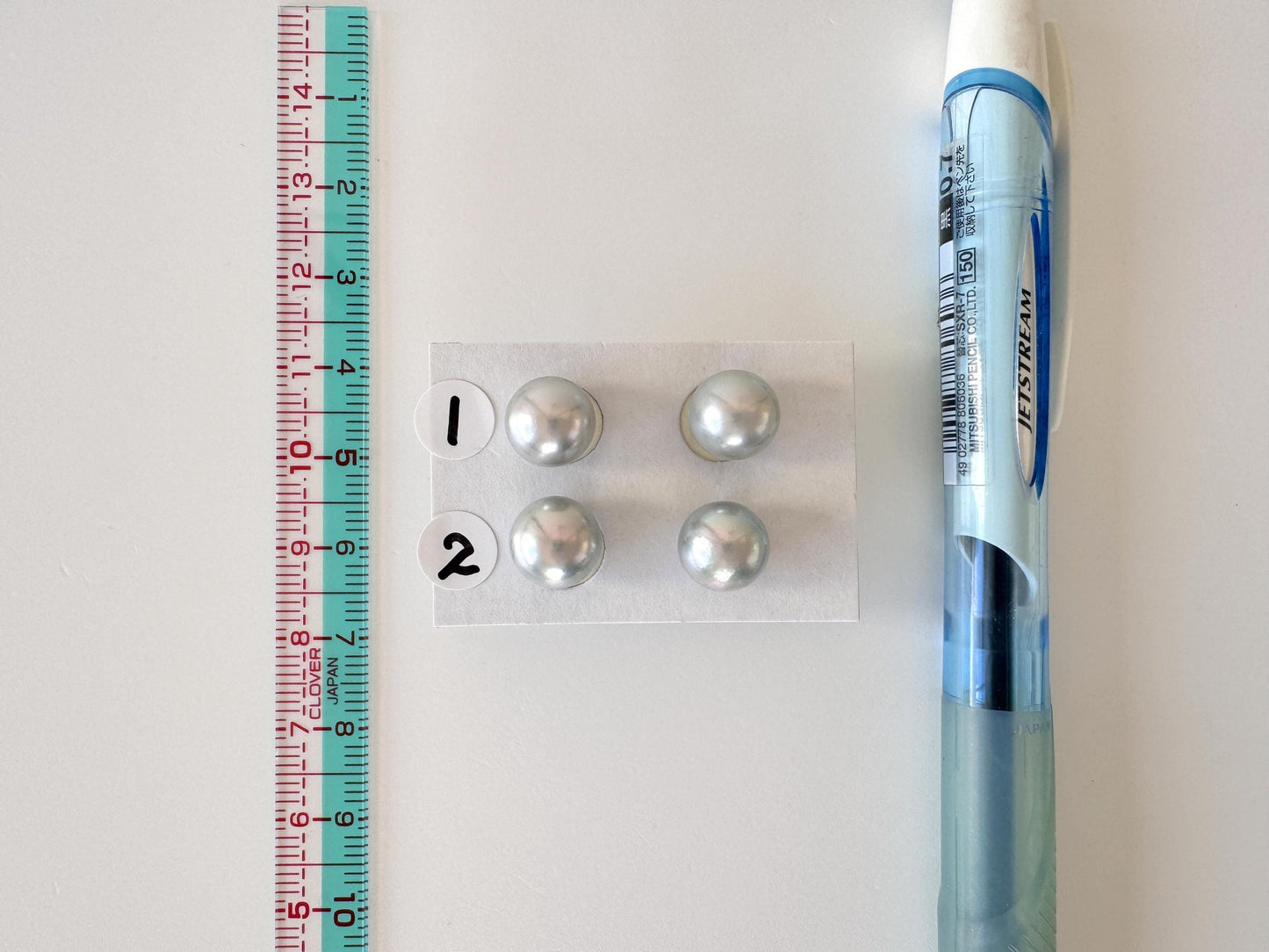 Blue Akoya Pearl Stud Earrings, 8.7mm, Titanium Posts  (Cobalt treated)