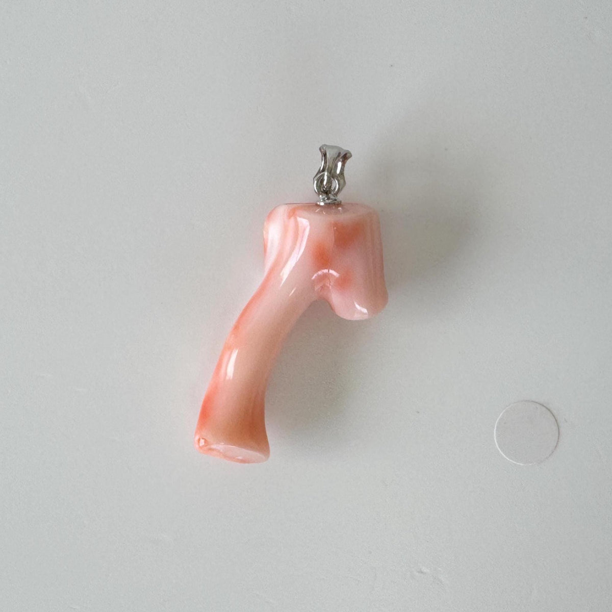 Coral Branch Pendant Natural Deep Sea Coral: Pink Orange Coral Jewelry Accent, Silver Bail (34mm Length)