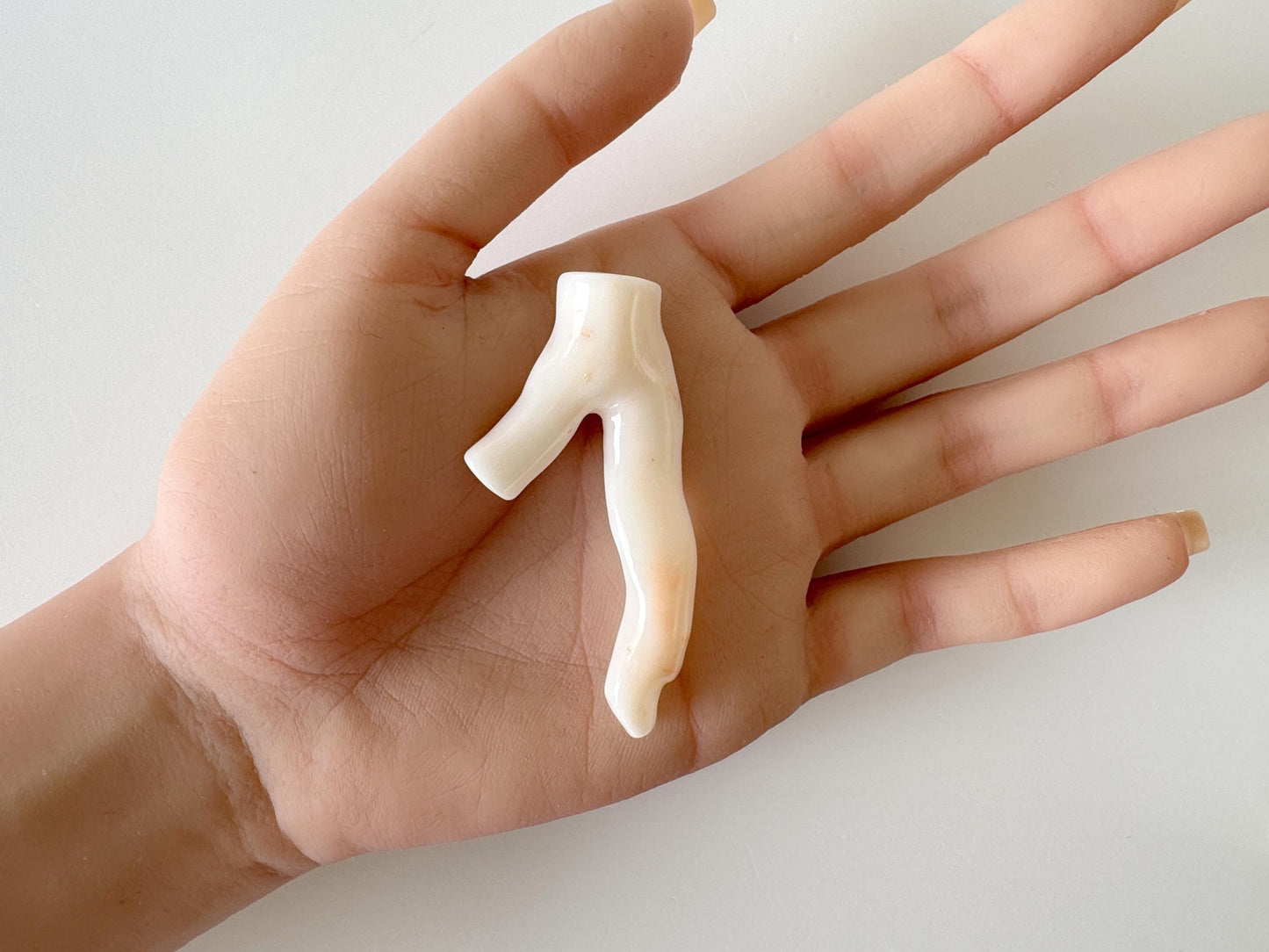 Natural White Coral branch loose, 60mm, Precious White Color (Orange spots) Coral Branch, Hole on top, Genuine Coral for jewelry making
