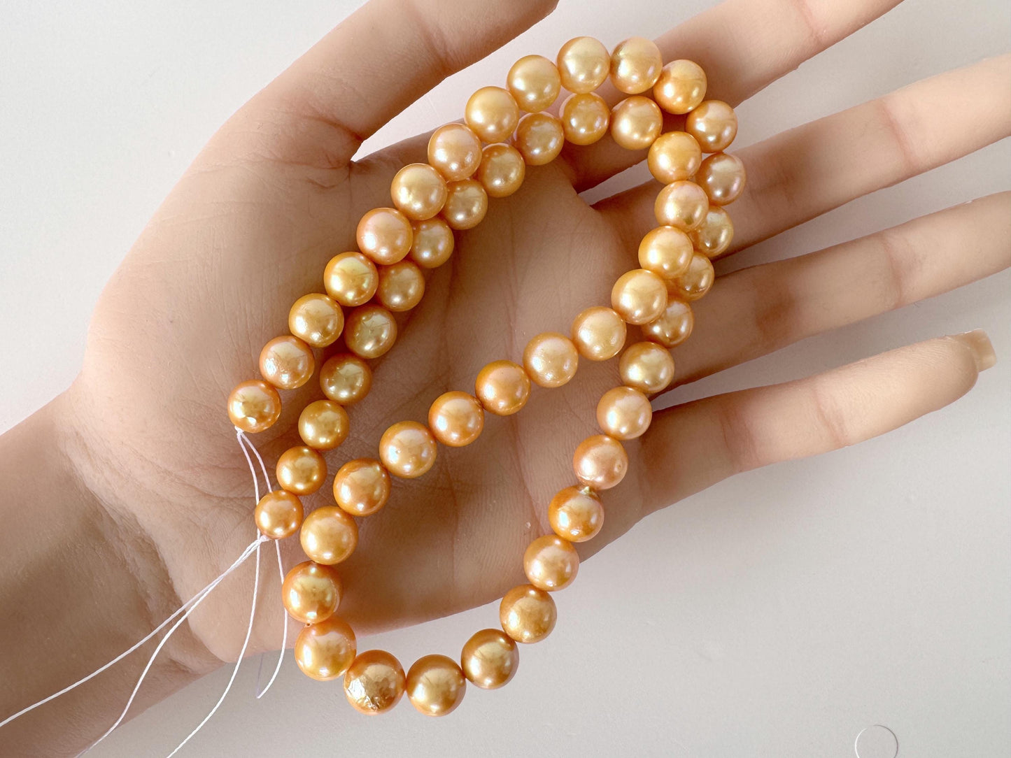 Japanese Akoya Golden Pearl Beads: Approx. 6-10mm Semi-Baroque, Color Treated | Full Strand 42cm, Saltwater Cultured Pearls