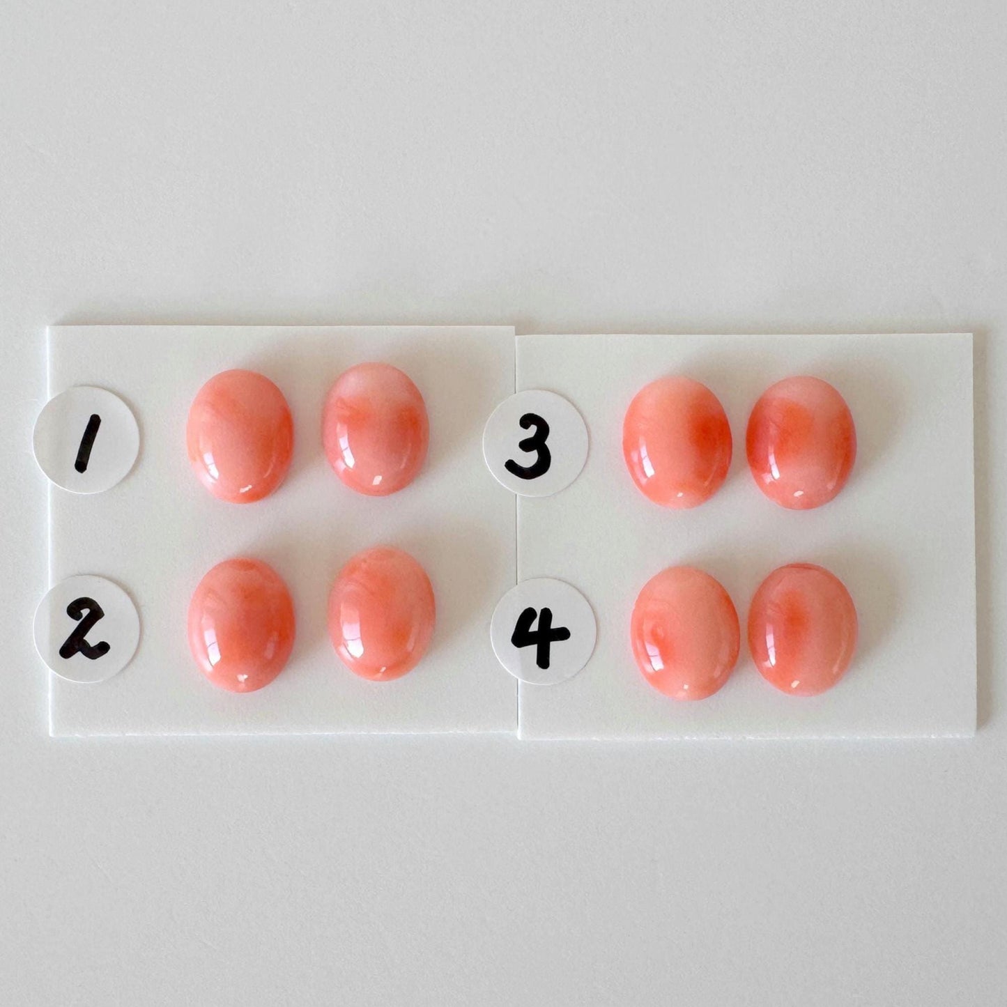 Deep Sea Coral Oval Cabochons Natural Pair, Orange Pink Shades (10x8mm, Undrilled, Genuine Coral Gems)