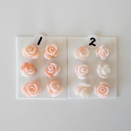 Pink Coral Rose Carvings Set: Deep Sea Jewelry Making (6pcs, 7.5-10mm), Value priced for reason