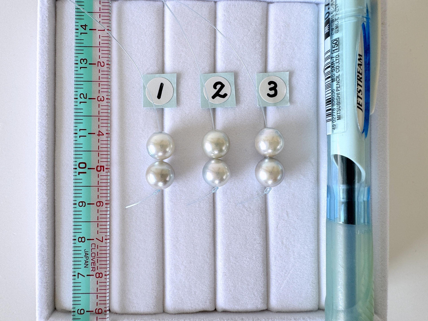 Japanese Akoya Pearl Beads - Natural Blue Silver Color, 8-8.5mm Cultured Saltwater Pearls, Mini Strand, Jewelry Supplies, 2 Pcs