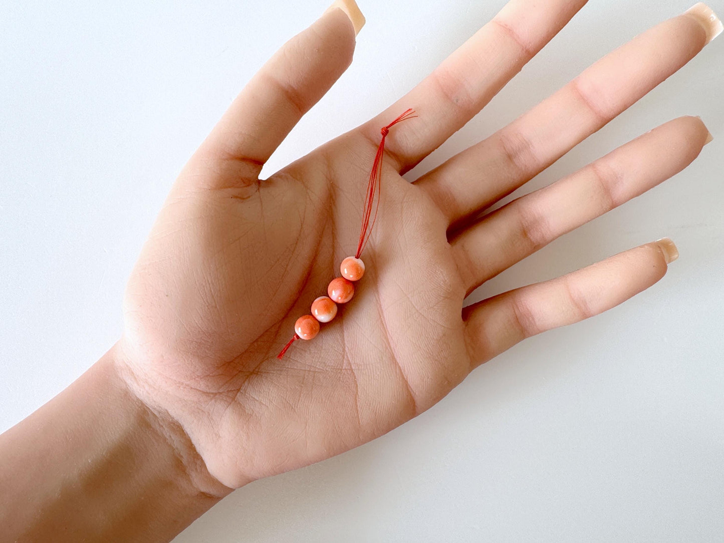 6.3-6.9mm Full-hole Natural Momo Coral Semi-Round Loose, Orange coral, set of 4 pieces, natural color, price per set, For jewelry making