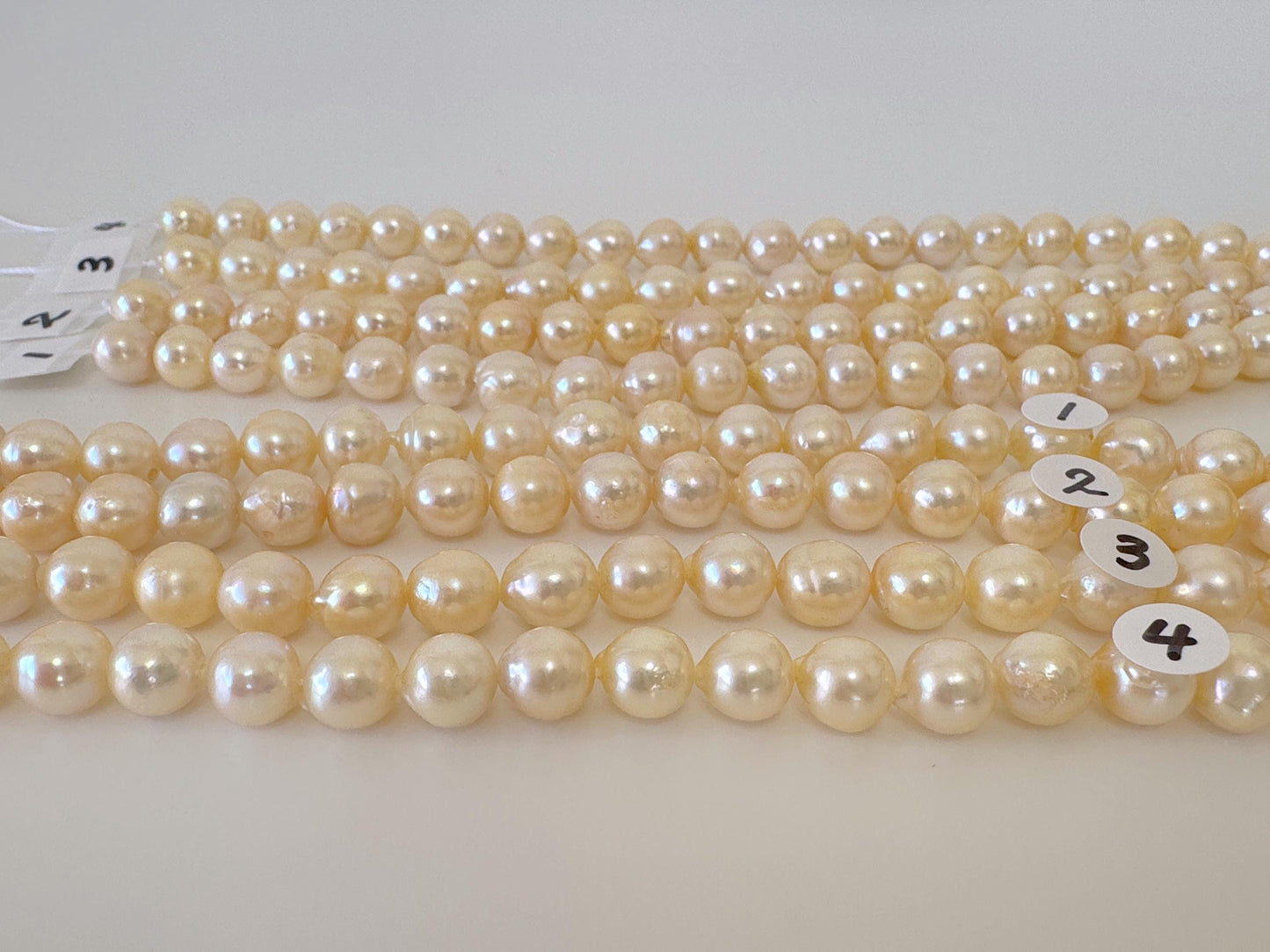 7-7.5mm Japanese Yellow Akoya Pearl Beads, Genuine Akoya Pearl, Full Strand, 40cm , 15.7", Cultured Salt water pearl