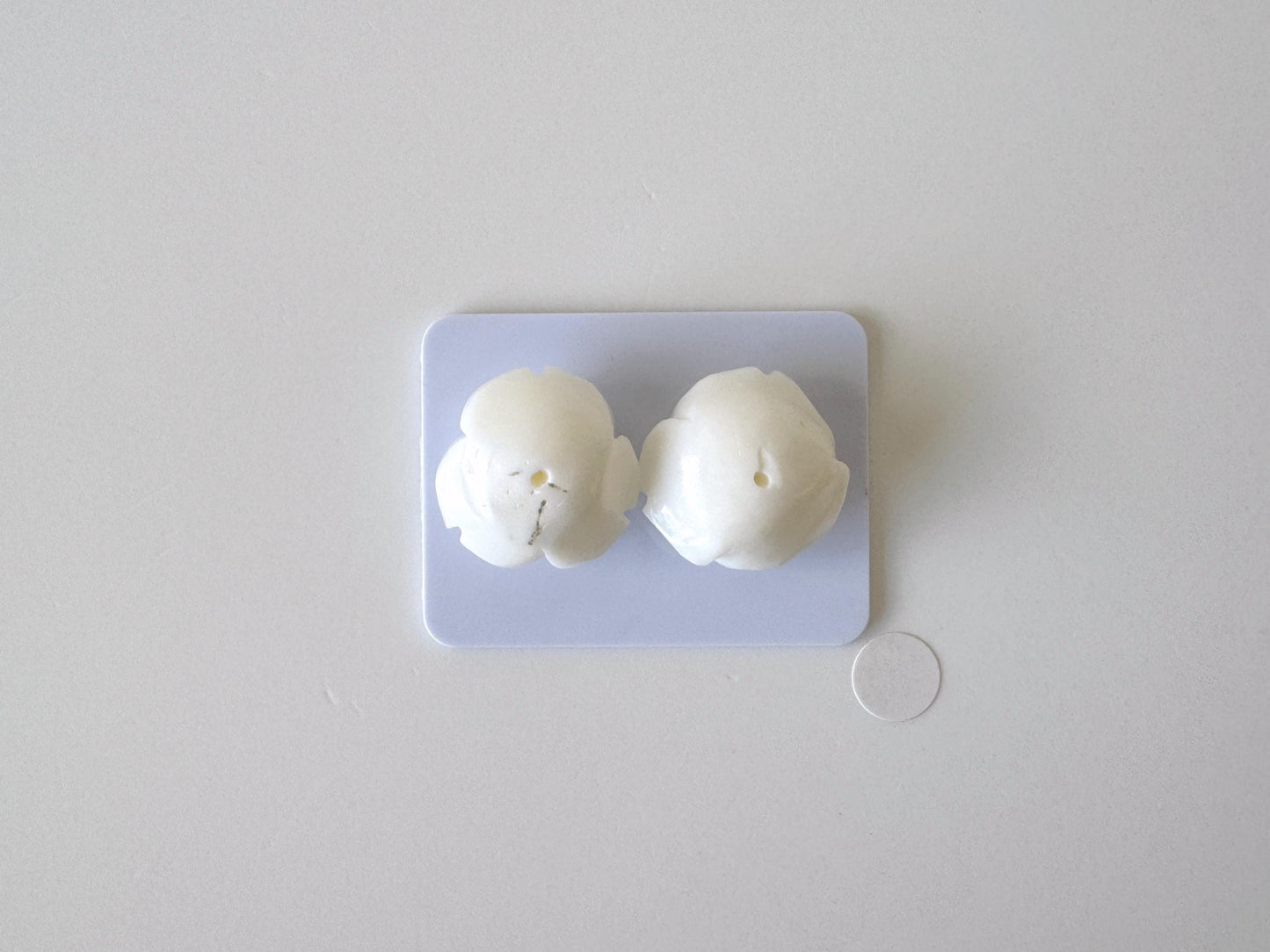 Natural White Coral Rose Loose Pair, 17mm, White Color Rose, Natural Color Coral Rose, Price per Pair, Genuine Precious Coral